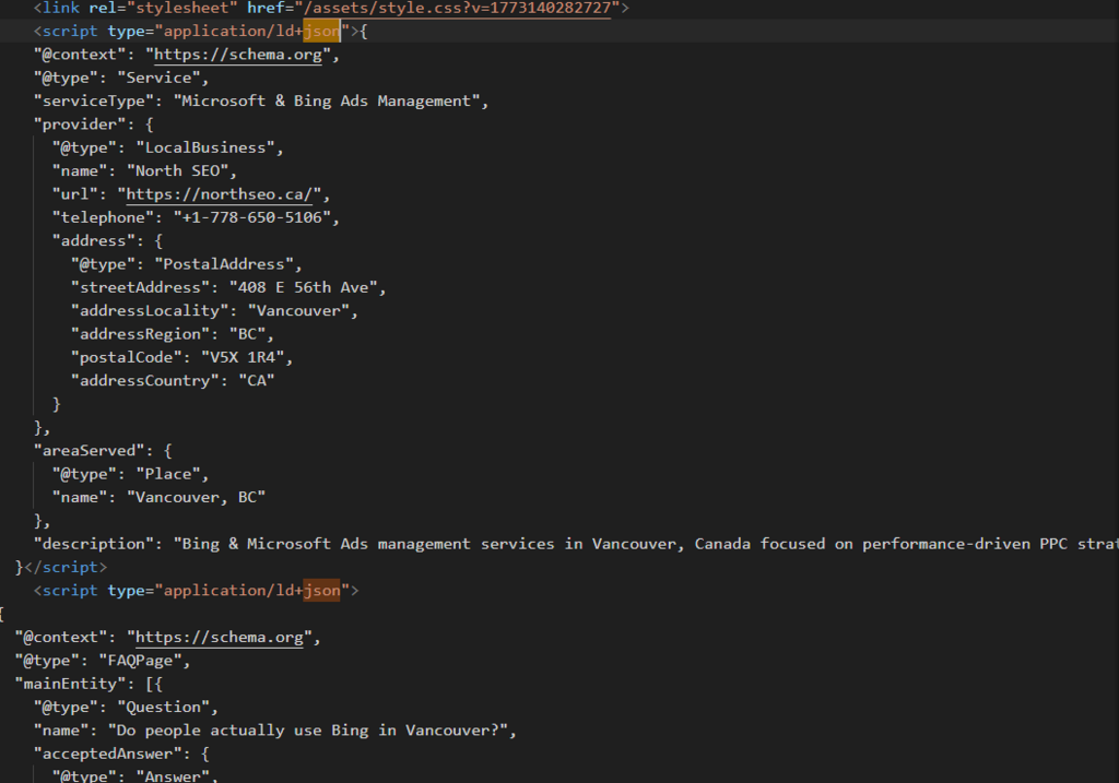 Service schema in JSON format